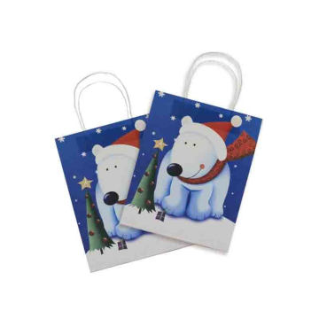 New Adorable Custom Printing Christmas Shopping Kraft Paper Gift Bag